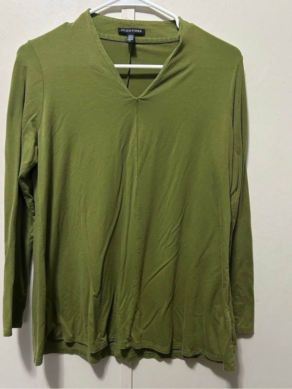 Eileen Fisher Olive Green Lightweight V-Neck Top